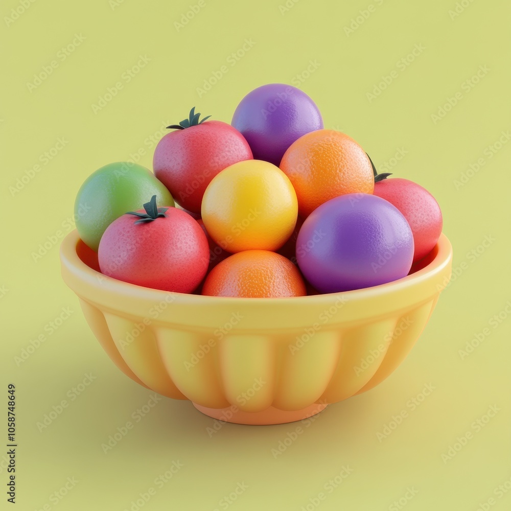Vibrant Fruit Medley in a Colorful Bowl Vibrant Fruit Medley in a Colorful Bowl