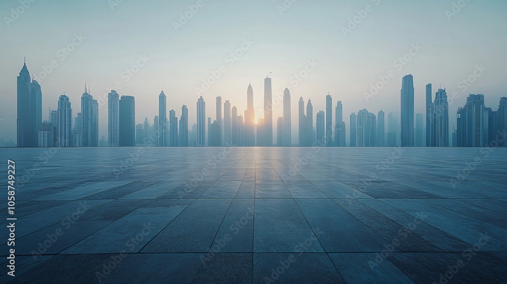 Manhattan, Dubai, Shanghai, and Hong Kong City Centers with Platforms, Roads, Parking Lots, and Brick Pavements for Car Advertisement Background Manhattan, Dubai, Shanghai, and Hong Kong City Centers with Platforms, Roads, Parking Lots, and Brick Pavements for Car Advertisement Background