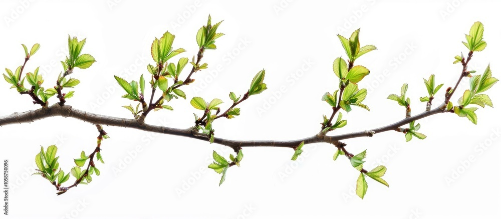 Thorny Hawthorn Branch With Young Spring Leaves Thorny Hawthorn Branch With Young Spring Leaves