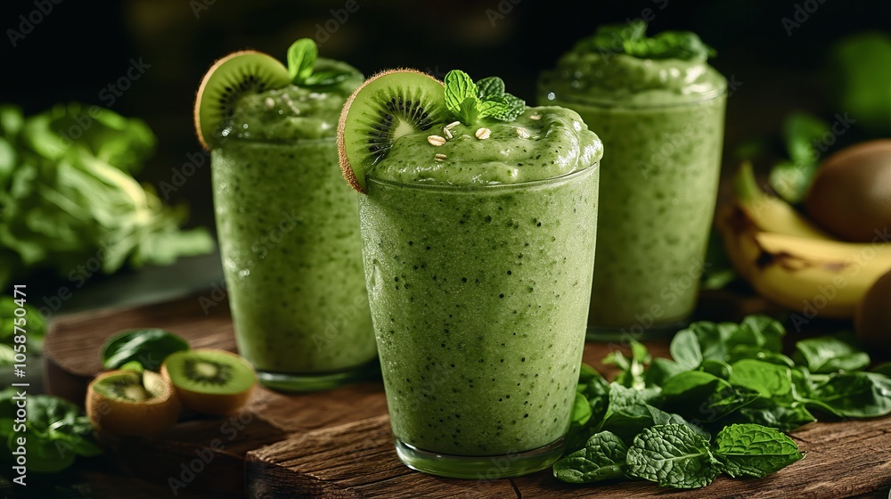Refreshing Green Smoothie with Kiwi and Mint Refreshing Green Smoothie with Kiwi and Mint