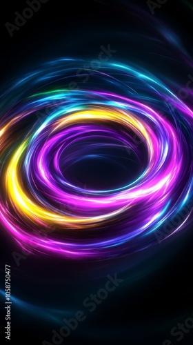 A colorful neon effect spiral created with light trails