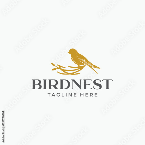 Bird nest logo design template