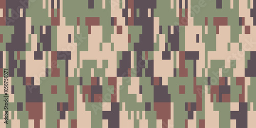 Camouflage Seamless Pattern. Trendy Style Camo, Repeat Print. Military Camouflage Jacket