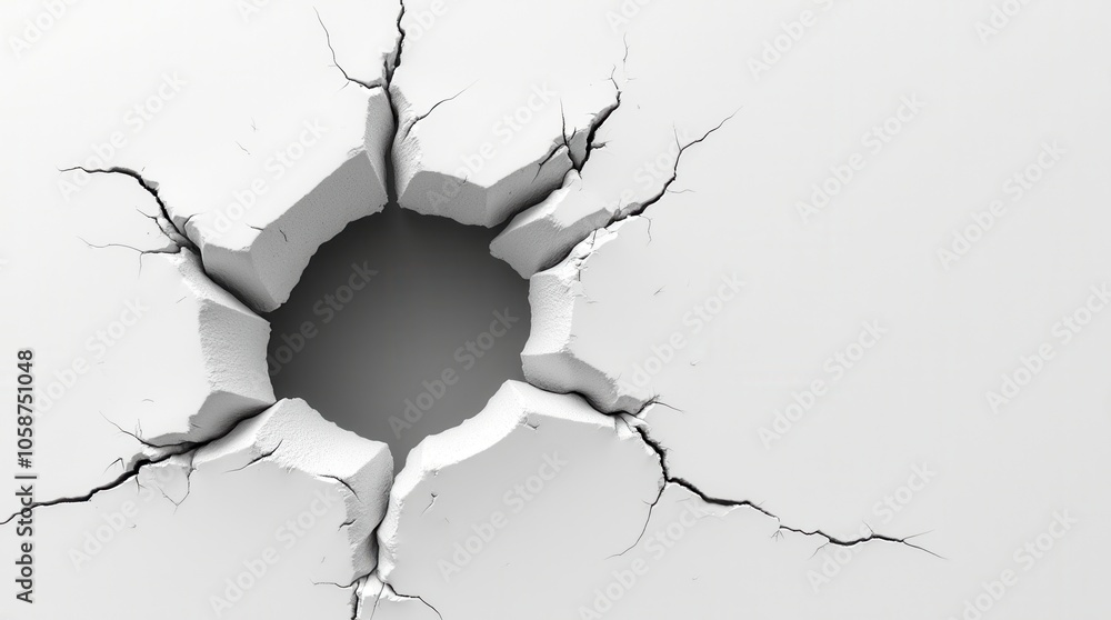 Broken White Wall Texture with Hole and Fracture Effect Realistic Background Broken White Wall Texture with Hole and Fracture Effect Realistic Background