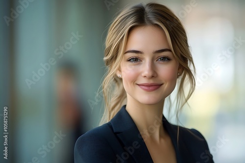 Free Download Confident Young Businesswoman in Black Blazer Smiling - GFXLoad