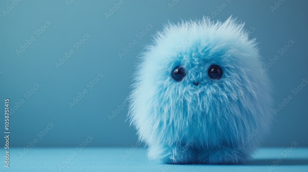 A blue stuffed animal with a fuzzy coat A blue stuffed animal with a fuzzy coat