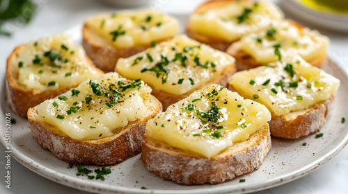 Photo Melted Cheese and Chive Toasts