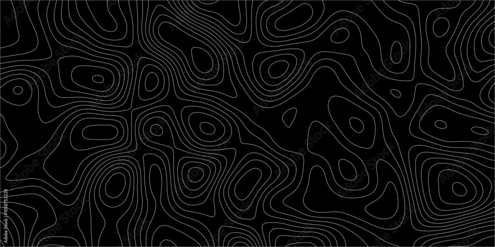 Fototapeta premium Topographic canyon geometric map relief texture with curved layers and shadow. abstract White background with a beautiful pattern, Topographic contour lines vector map seamless pattern vector. 