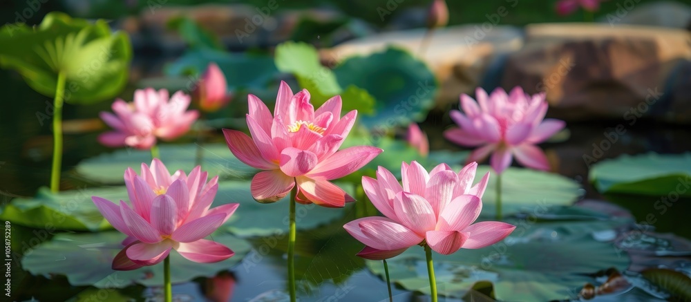 Closed Lotus Flowers In Pond Closed Lotus Flowers In Pond