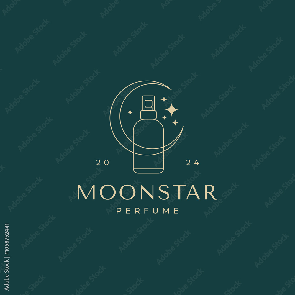 Fototapeta premium Perfume logo design with moon and stars