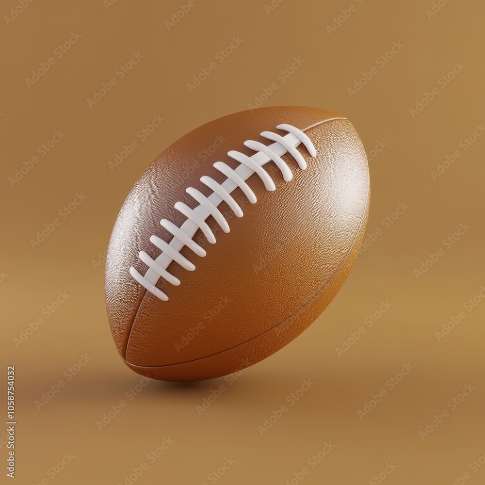 Closeup View of a Leather Football on a Warm Orange Background Closeup View of a Leather Football on a Warm Orange Background