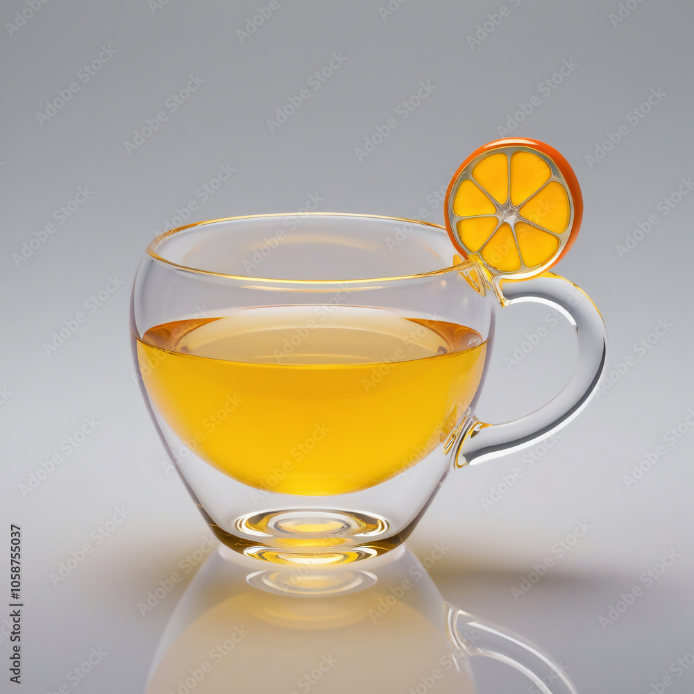 Beautiful Glass Sculpture of Yuzu Tea with Bright Yellow Liquid and Glass Slice, Elegant Design, Exquisite Craftsmanship, Generative ai Beautiful Glass Sculpture of Yuzu Tea with Bright Yellow Liquid and Glass Slice, Elegant Design, Exquisite Craftsmanship, Generative ai