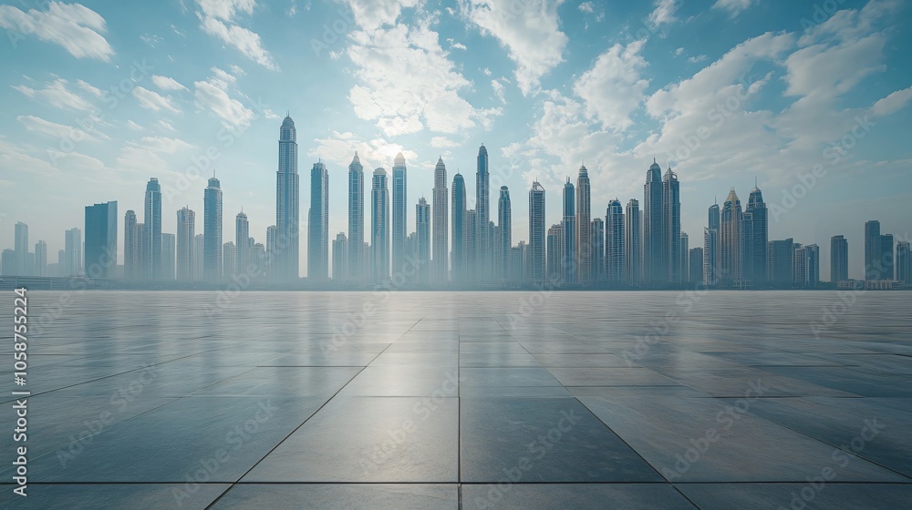 Manhattan, Dubai, Shanghai, and Hong Kong City Centers with Platforms, Roads, Parking Lots, and Brick Pavements for Car Advertisement Background Manhattan, Dubai, Shanghai, and Hong Kong City Centers with Platforms, Roads, Parking Lots, and Brick Pavements for Car Advertisement Background