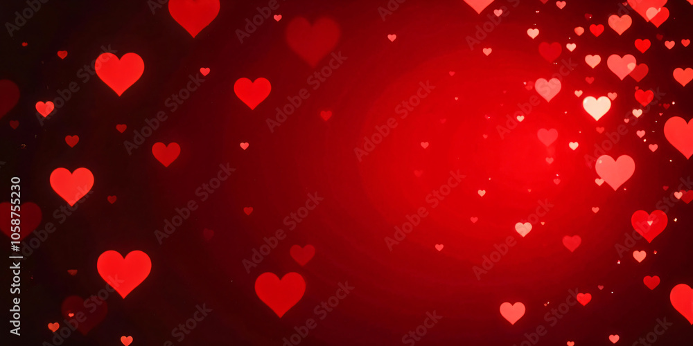 Valentine's Day background on a peach-colored surface with copy space. Cute red and pink hearts are flying in motion, with a soft tone and a cute style for a love concept Valentine's Day background on a peach-colored surface with copy space. Cute red and pink hearts are flying in motion, with a soft tone and a cute style for a love concept