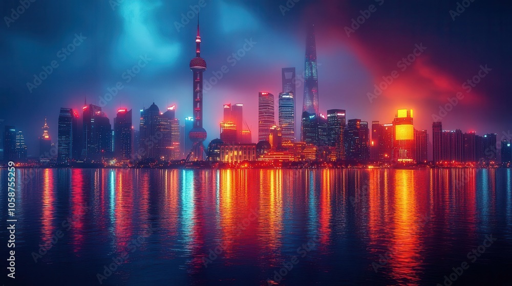 futuristic city skyline illuminated by neon lights, showcasing towering skyscrapers and advanced technology, depicting a vibrant nightlife and a thriving urban landscape futuristic city skyline illuminated by neon lights, showcasing towering skyscrapers and advanced technology, depicting a vibrant nightlife and a thriving urban landscape