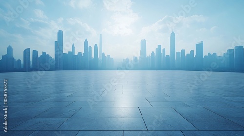 Manhattan, Dubai, Shanghai, and Hong Kong City Centers with Platforms, Roads, Parking Lots, and Brick Pavements for Car Advertisement Background