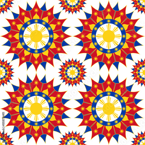 philippines pattern. sun mandala background. vector illustration