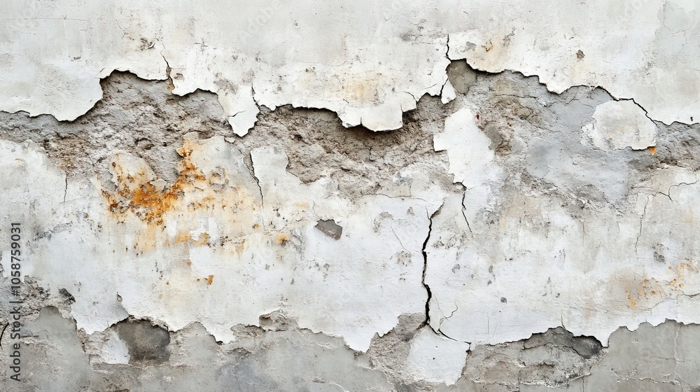 Obraz premium Close-up of a cracked and weathered concrete wall