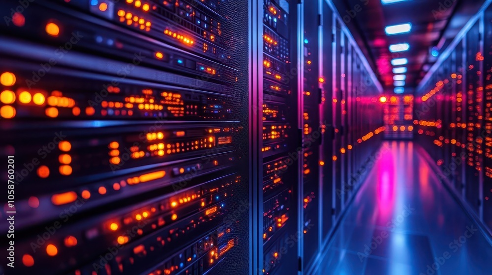 futuristic view of a modern rack led console in a high-tech server room, with illuminated screens and complex technology showcasing the backbone of digital infrastructure futuristic view of a modern rack led console in a high-tech server room, with illuminated screens and complex technology showcasing the backbone of digital infrastructure