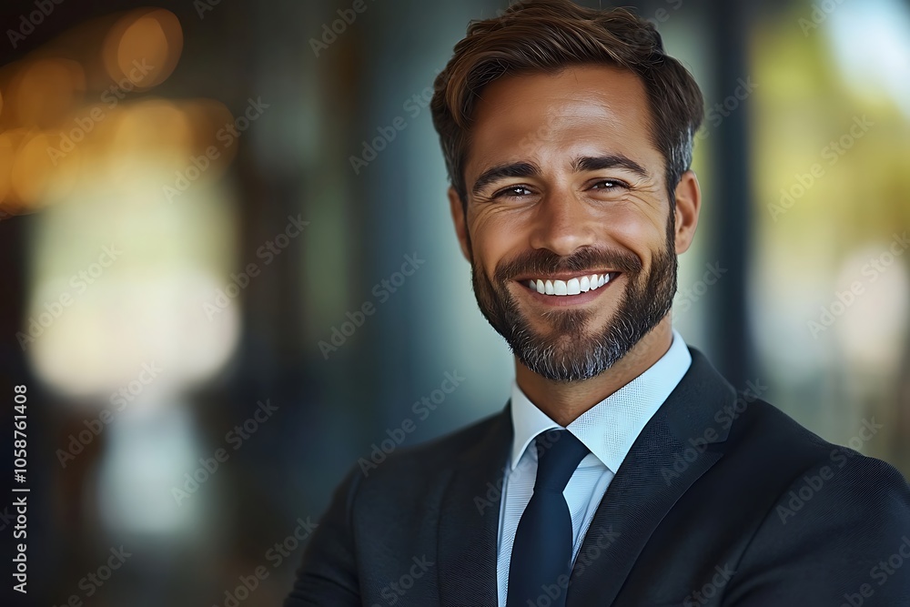 Handsome Businessman in Navy Blue Suit Smiling Confidently1 Handsome Businessman in Navy Blue Suit Smiling Confidently1