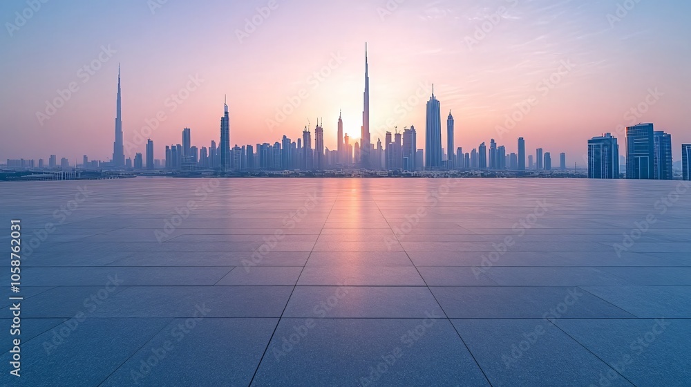 Manhattan, Dubai, Shanghai, and Hong Kong City Centers with Platforms, Roads, Parking Lots, and Brick Pavements for Car Advertisement Background Manhattan, Dubai, Shanghai, and Hong Kong City Centers with Platforms, Roads, Parking Lots, and Brick Pavements for Car Advertisement Background
