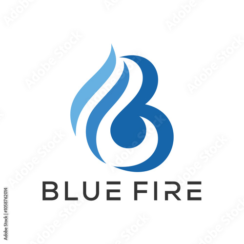 Initials BF blue fire logo design vector template