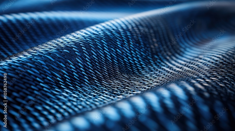 Close-up of a blue carbon fiber texture with a wavy pattern Close-up of a blue carbon fiber texture with a wavy pattern