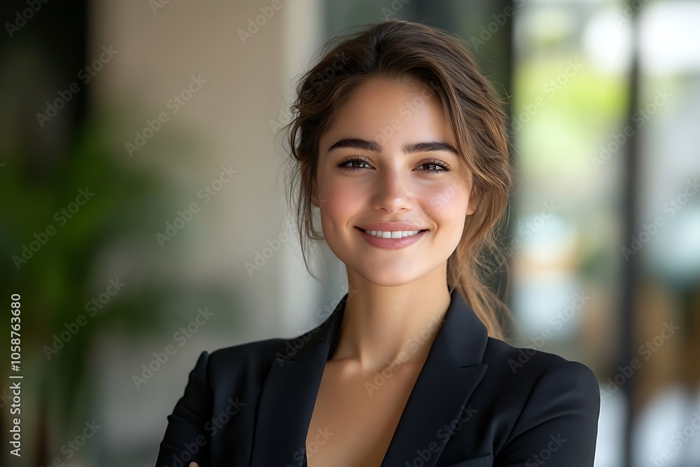 Happy and Confident Businesswoman in a Black Blazer Happy and Confident Businesswoman in a Black Blazer