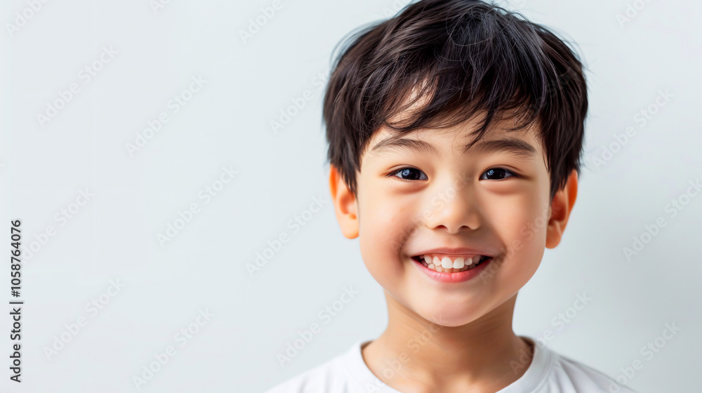 Portrait of a cute Asian boy smiling, isolated against a white background. Portrait of a cute Asian boy smiling, isolated against a white background.
