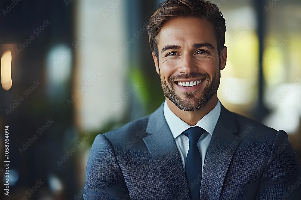 Happy and Successful Male Entrepreneur in a Suit Happy and Successful Male Entrepreneur in a Suit