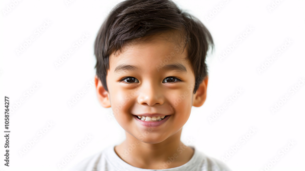 Portrait of a cute Asian boy smiling, isolated against a white background. Portrait of a cute Asian boy smiling, isolated against a white background.