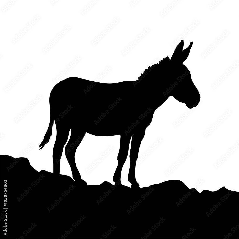 donkey silhouette vector, black donkey silhouette vector illustration on white background donkey silhouette vector, black donkey silhouette vector illustration on white background