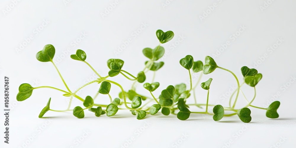 Baby capers are set against a white background, completely isolated and free from any shadows, creating a clear and unobstructed view of these tiny green delights.