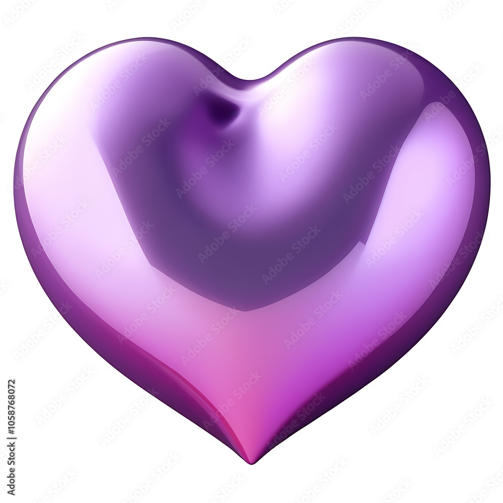 A single shiny, purple heart shape, isolated against a white background. A single shiny, purple heart shape, isolated against a white background.