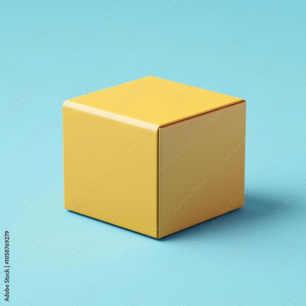 Obraz premium Minimalist Geometric Cube on Blue Background
