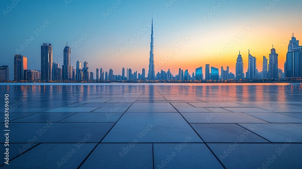 Manhattan, Dubai, Shanghai, and Hong Kong City Centers with Platforms, Roads, Parking Lots, and Brick Pavements for Car Advertisement Background Manhattan, Dubai, Shanghai, and Hong Kong City Centers with Platforms, Roads, Parking Lots, and Brick Pavements for Car Advertisement Background