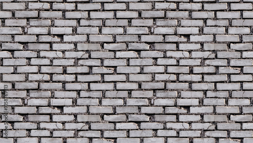 cracked gray brick texture: close-up of light gray bricks with visible cracks and rough texture, providing a distressed, industrial aesthetic that adds character to urban designs