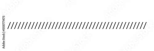 Slash line. Border with diagonal lines. Angle of tilt stripes. Black pattern of footer isolated on white background.