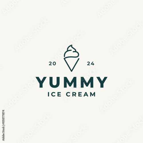 Minimalist line ice cream logo design