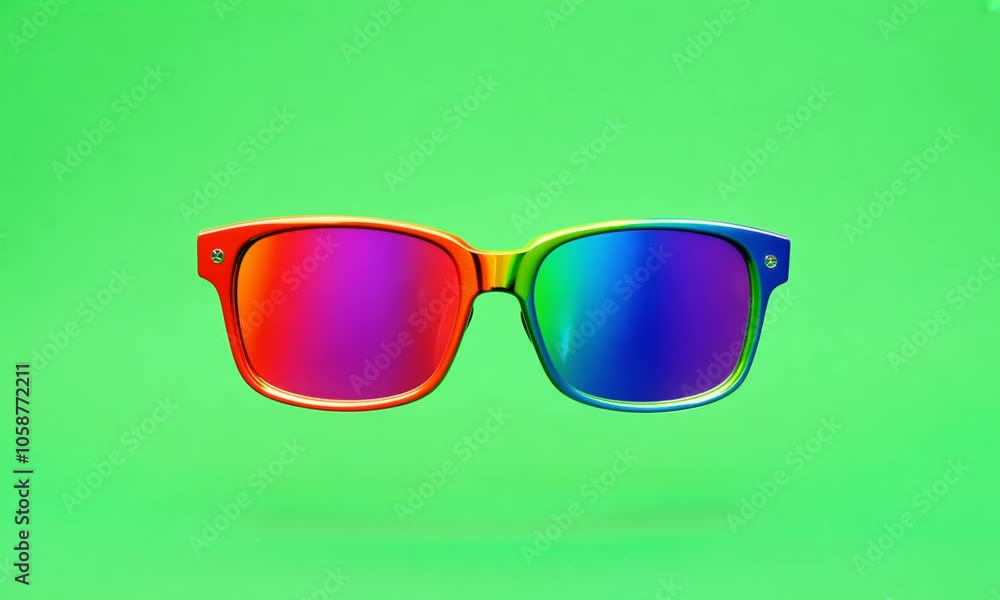 Rainbow glasses on green screen. Generative AI Rainbow glasses on green screen. Generative AI