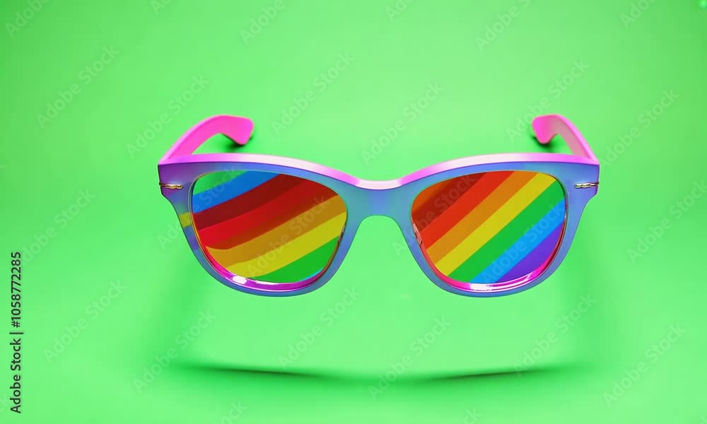Rainbow glasses on green screen. Generative AI
