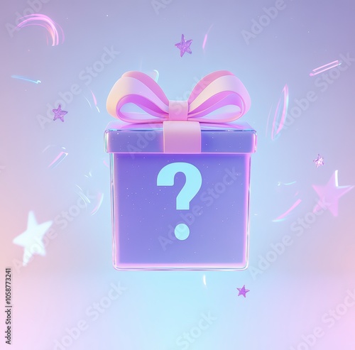 Pink gift box with question mark for mystery sale