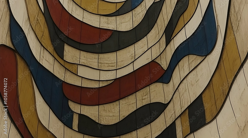 Abstract colorful wooden wall with curved lines. Abstract colorful wooden wall with curved lines.