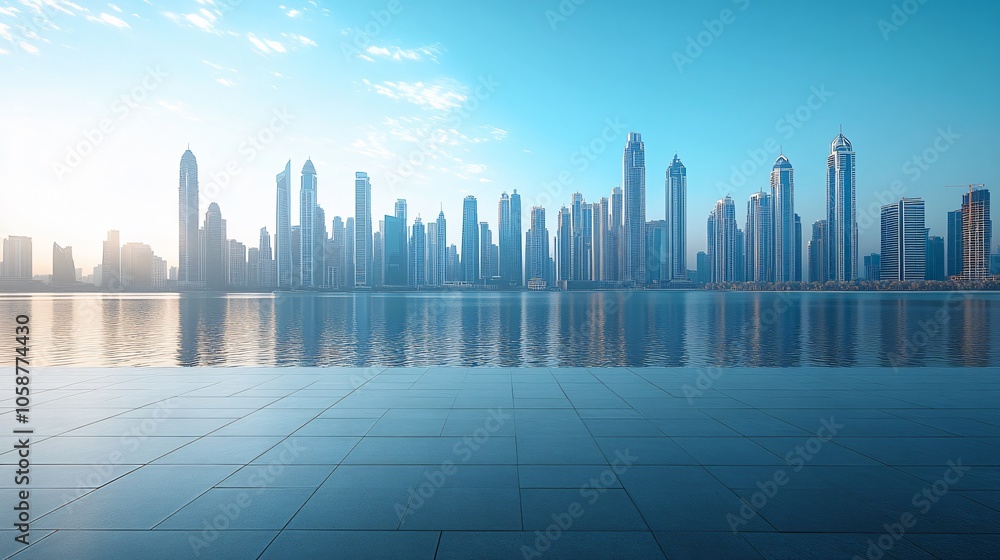 Manhattan, Dubai, Shanghai, and Hong Kong City Centers with Platforms, Roads, Parking Lots, and Brick Pavements for Car Advertisement Background Manhattan, Dubai, Shanghai, and Hong Kong City Centers with Platforms, Roads, Parking Lots, and Brick Pavements for Car Advertisement Background