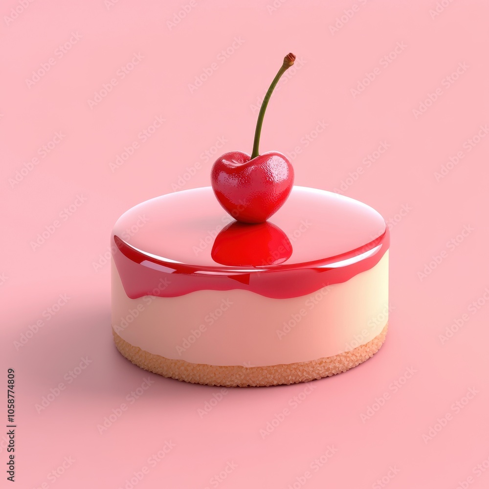 Decadent Cherry Dessert on Pink Background Decadent Cherry Dessert on Pink Background