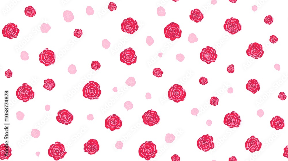 seamless pattern with pink roses on a white background seamless pattern with pink roses on a white background