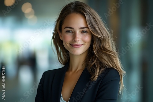 Portrait of Young, Elegant Woman Smiling with Passion and Ambition