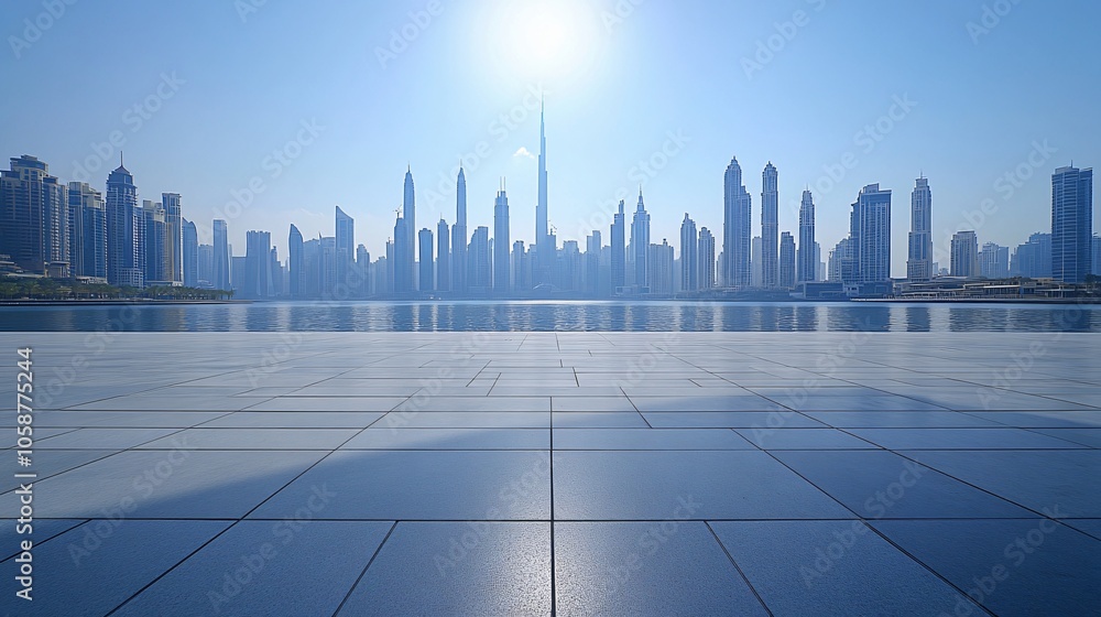 Manhattan, Dubai, Shanghai, and Hong Kong City Centers with Platforms, Roads, Parking Lots, and Brick Pavements for Car Advertisement Background Manhattan, Dubai, Shanghai, and Hong Kong City Centers with Platforms, Roads, Parking Lots, and Brick Pavements for Car Advertisement Background