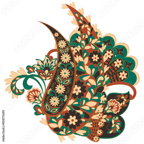 Paisley Floral oriental ethnic Pattern. Vector Damask Ornament