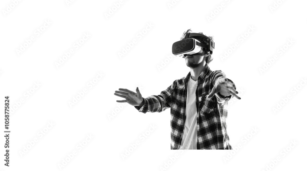 Man with virtual reality headset, Transparent background, PNG Man with virtual reality headset, Transparent background, PNG